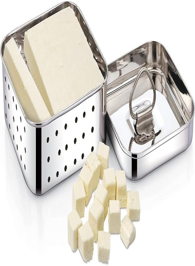 HIRNAYA Stainless Steel Paneer Maker - 450ml, Square Shape Paneer Press Mould with Lid & Whey Separator, Ideal for Homemade Paneer, Cheese & Tofu Press - Image 2